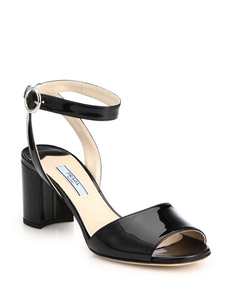 prada patent leather block heel sandals|Prada patent leather sandals white.